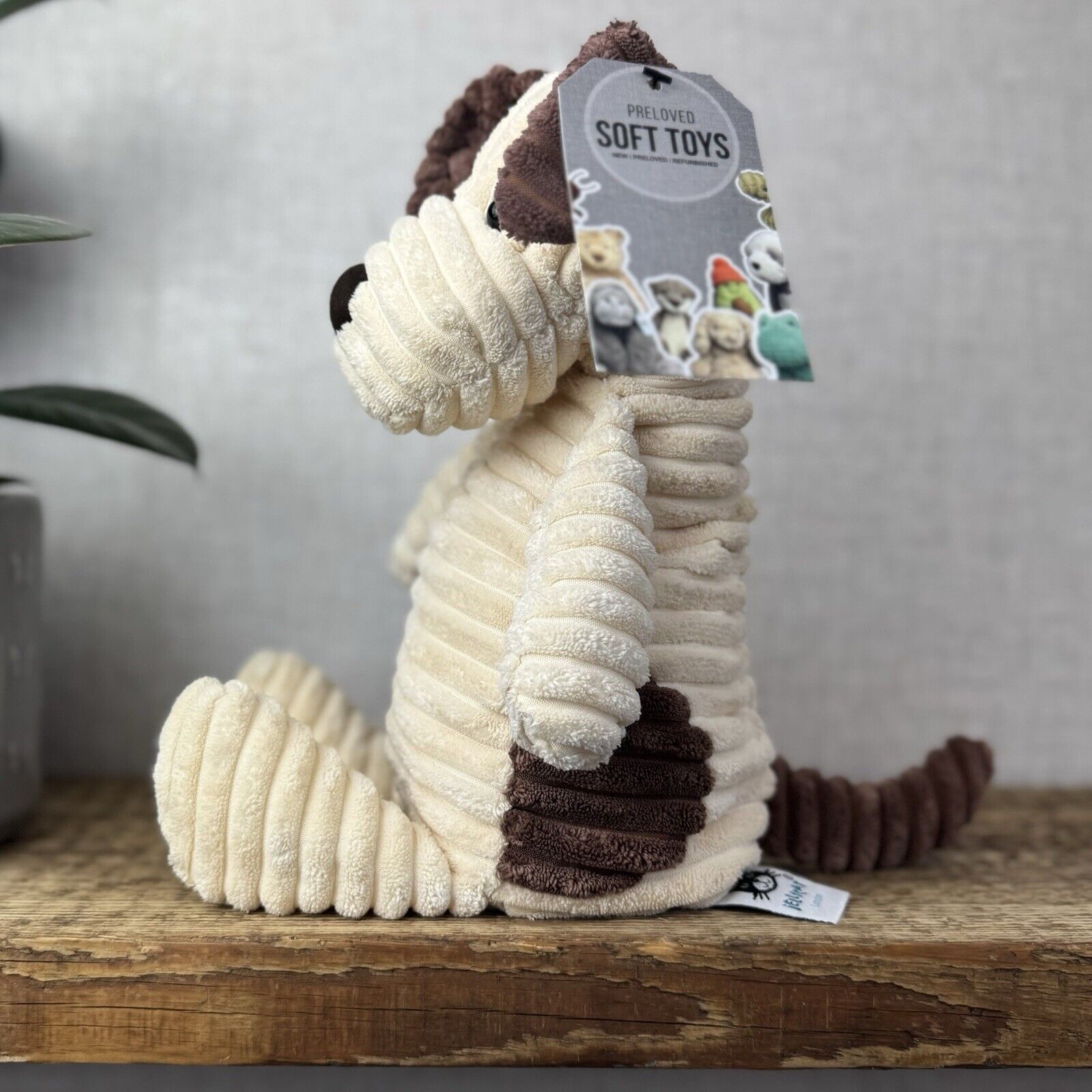 Jellycat Medium Cordy Roy Puppy Dog - Cream & Brown Corduroy Dog 14"