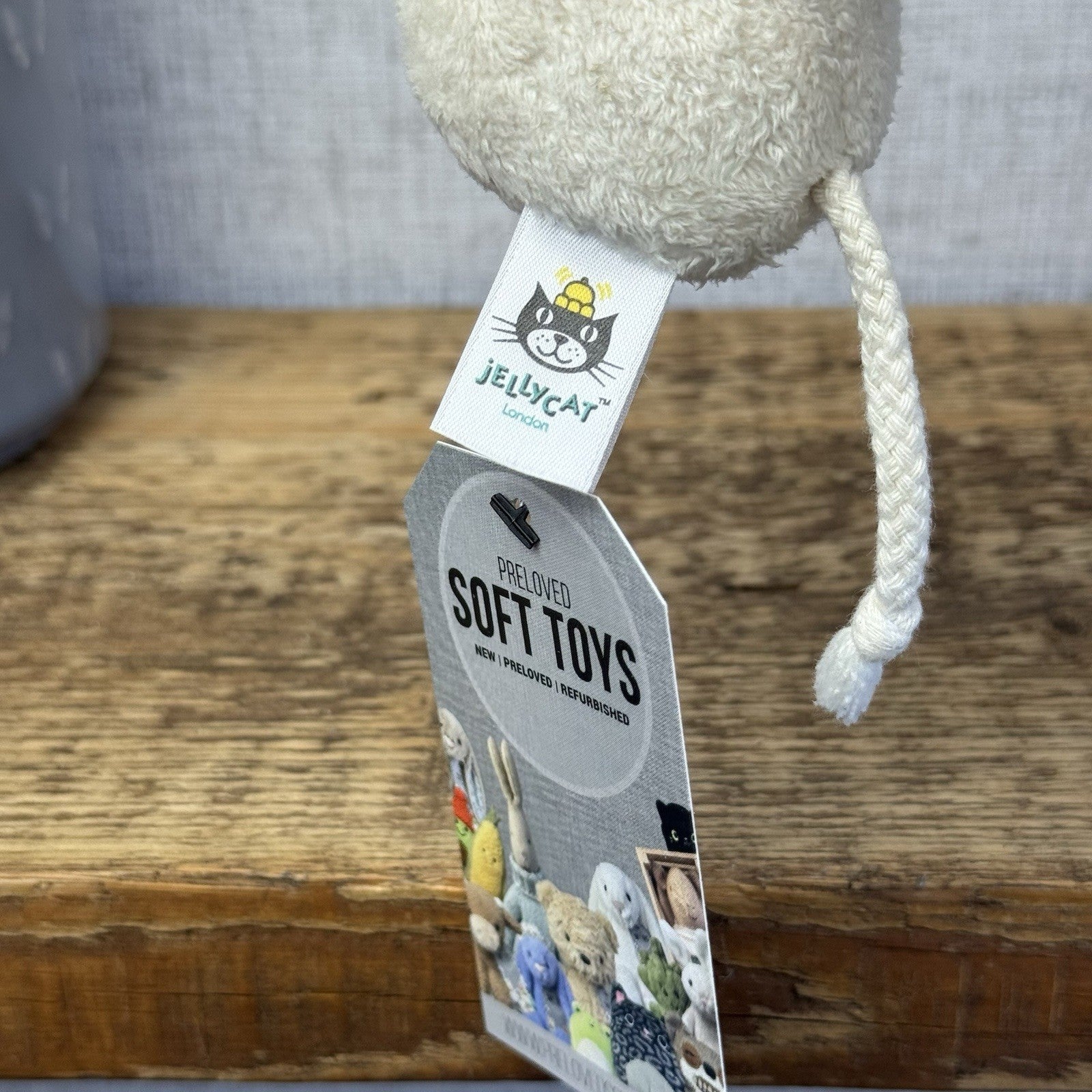 Jellycat Pip Mouse - Miniature Cream/White Mouse Mice Vintage Rare Retired 4"