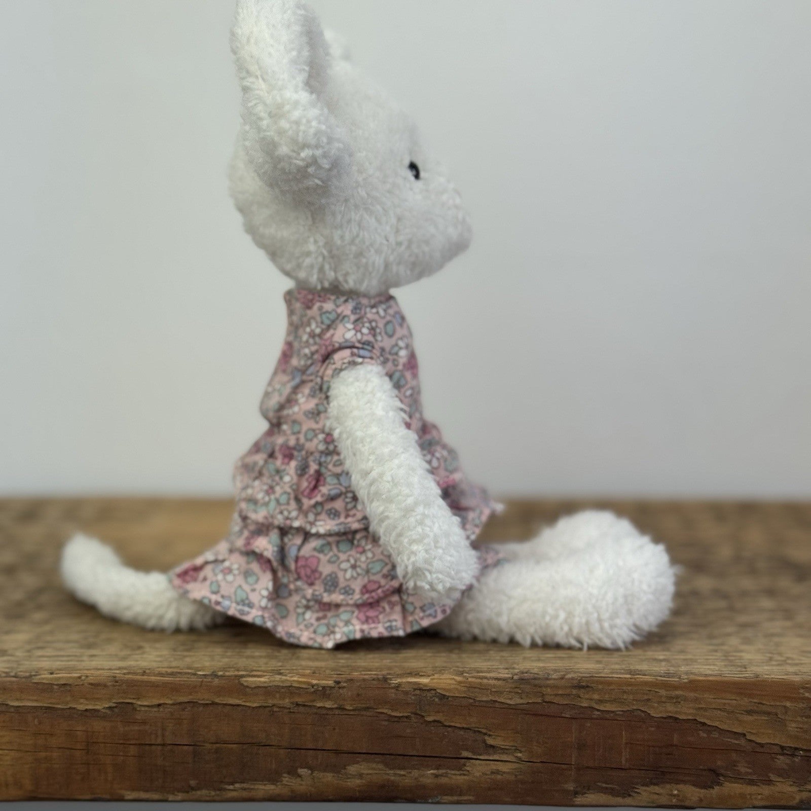 Jellycat Posy Myrtle Mouse - Rare Retired Small White Mouse Floral Dress 9"