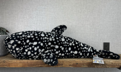 Jellycat Large Pebble Shark - Black/White Spot Large Beanie Shark 25"