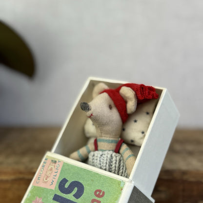 Maileg Little Brother Christmas Mouse 2012 Retired Little Mouse Louis Matchbox