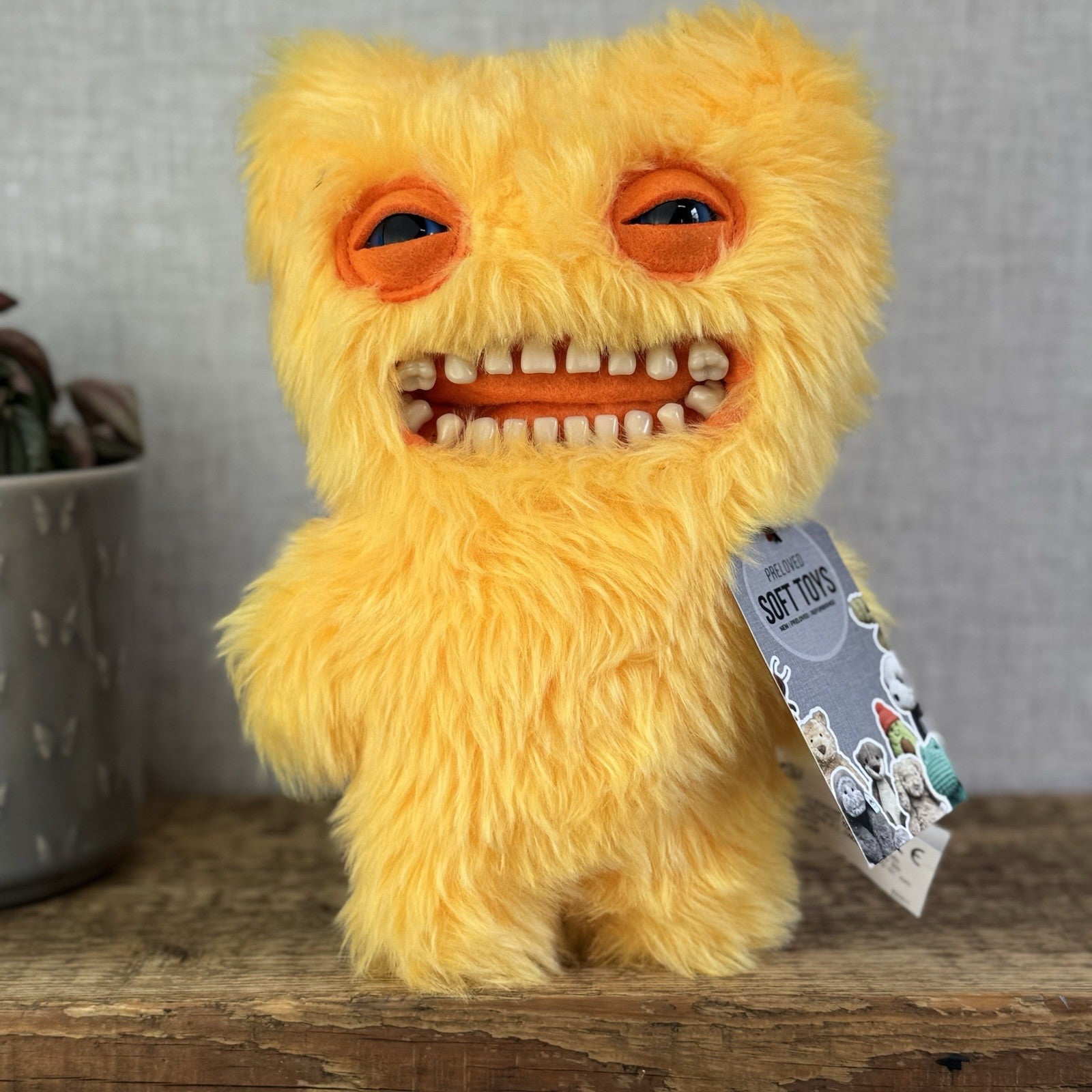 Fuggler Mr Buttons - Rare Yellow Fluffy Funny Ugly Monster Retired Teeth Monster
