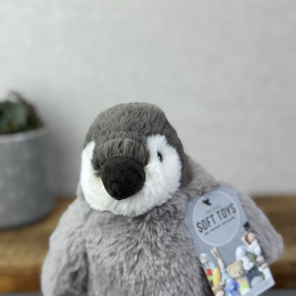 Jellycat Percy Penguin Medium Soft Plush Toy -  Grey Fluffy Penguin Plush 10"