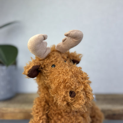 Jellycat Monty Moose - US Exclusive Curly Moose Reindeer Plush Beanie Rare 16"