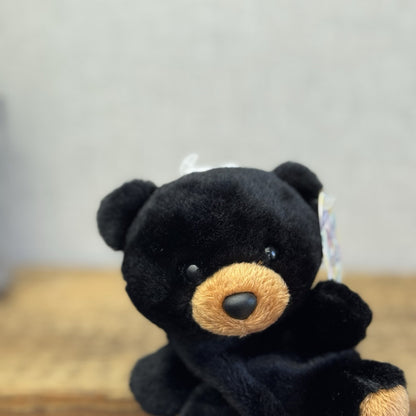 Aurora - Palm Pals Mini Beanbag Plush Sleepy Bear - Small Beanie Black Bear Cub