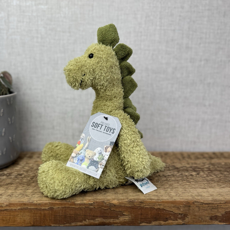 Jellycat Dippy Dinosaur - Sitting Green Curly Textured Dino Plush Rare 12"