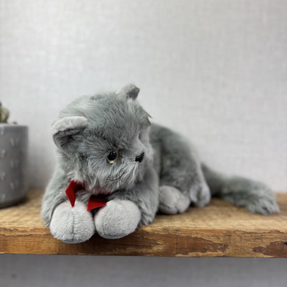 TY Beanie Buddy - BEANI Grey Fluffy Cat (Paper Tag Damaged) Amazing Rare 11"