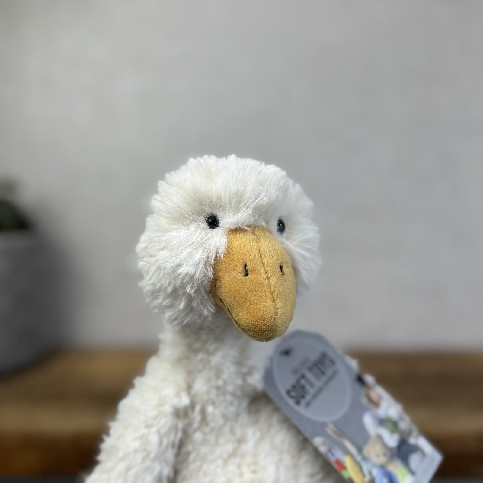 Jellycat James Goose Small - Small Cream Fluffy Goose Soft Toy Beanie 10”