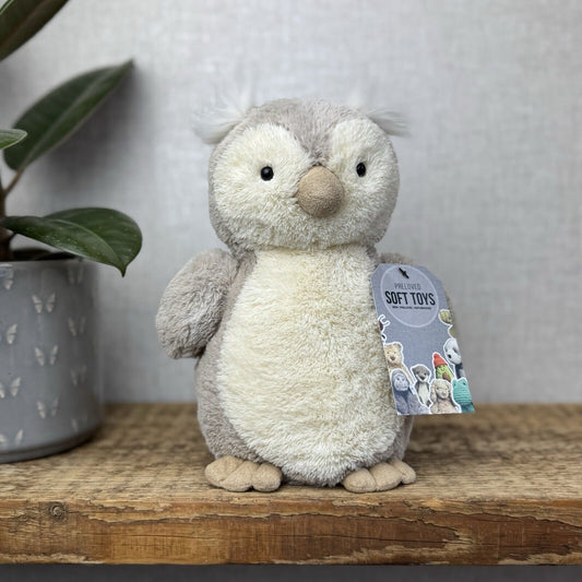Jellycat Peanut Owl - Medium Peanut Chubby Beige/white Owl Plush Beanie 8”