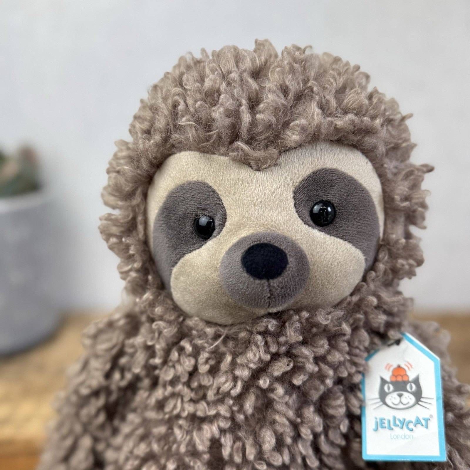 Jellycat Cicero Sloth - Curly Hair Large Light Brown Sloth Cuddly Beanie Tags