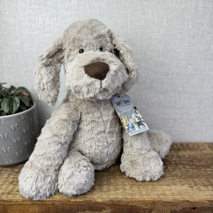 Jellycat Large Riley Fuddlewuddle Pup - Light Grey White Company Exclusive 12"