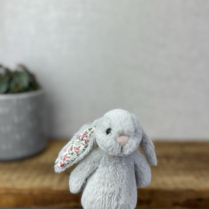 Jellycat Tiny Bashful Silver Blossom - Baby Bunny Miniature Rabbit Grey 5"