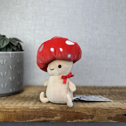 Jellycat Fun Guy Robbie - Red Mushroom Kawaii Beanie Velour Retired 8”