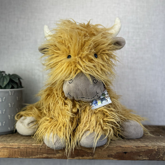 Jellycat Medium Truffles Cow - Fluffy Cow Cushion - Highland Cow 16”