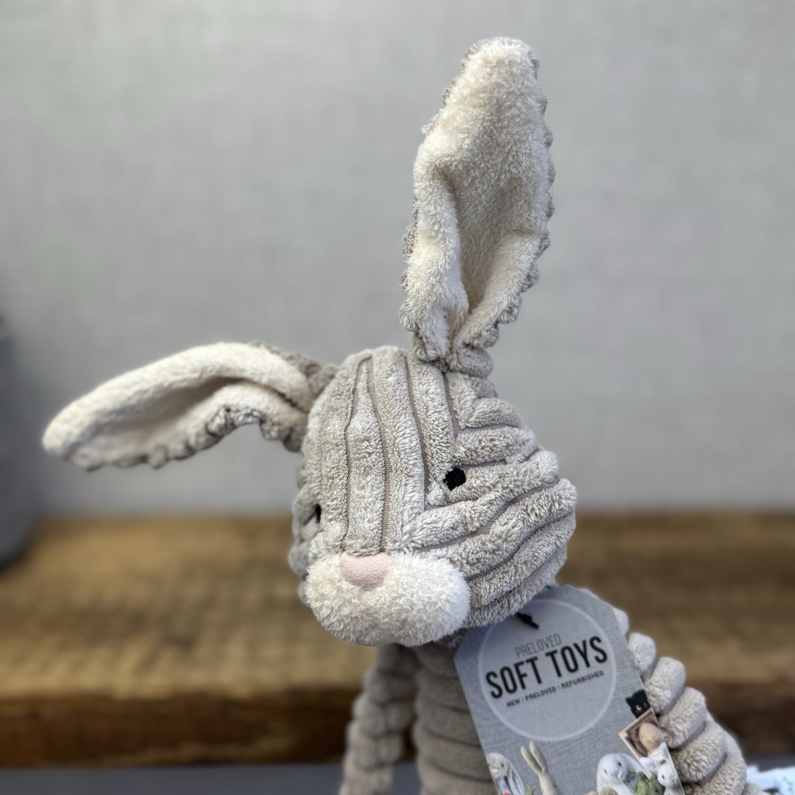 Jellycat Baby Cordy Roy Rabbit Hare - Grey Corduroy Soft Toy Retired Rare 12"