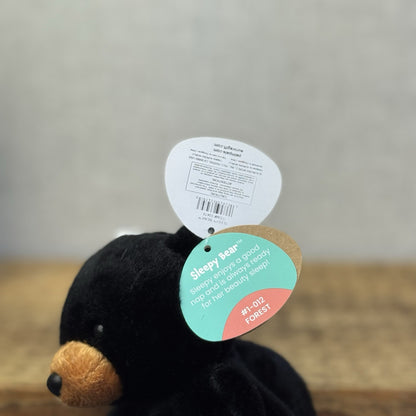 Aurora - Palm Pals Mini Beanbag Plush Sleepy Bear - Small Beanie Black Bear Cub