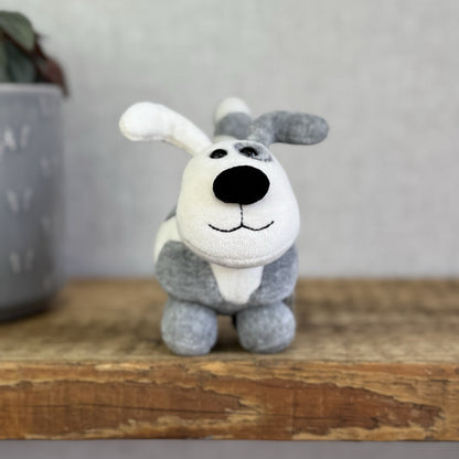 Jellycat Crazy Dog - Grey/White Vintage Miniature Beanie Velour NWOT 4"