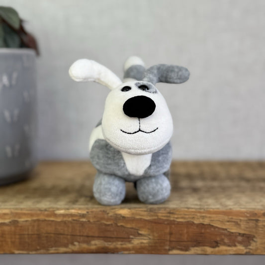 Jellycat Crazy Dog - Grey/White Vintage Miniature Beanie Velour NWOT 4"