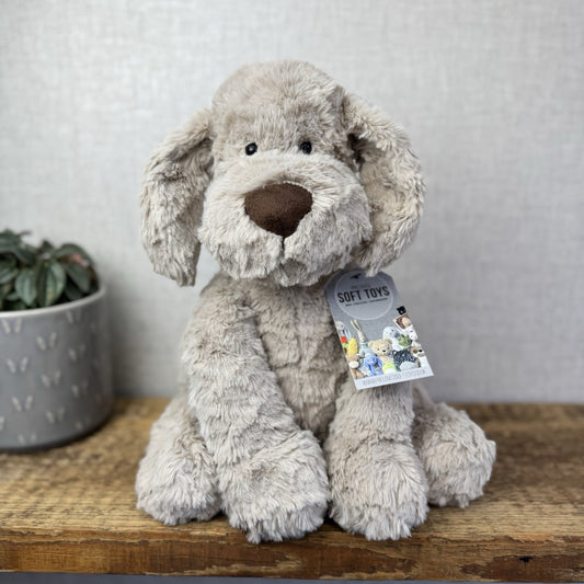 Jellycat Large Riley Fuddlewuddle Pup - Light Grey White Company Exclusive 12"