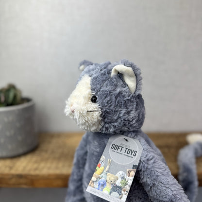 Jellycat Medium Pickles Cat - Vintage Grey Cat Beanie Retired (imperfect) 18"