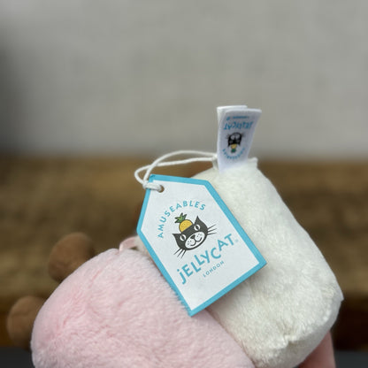 Jellycat Amusable Pink And White Marshmallow Mini Soft Toy Genuine BNWT 5"