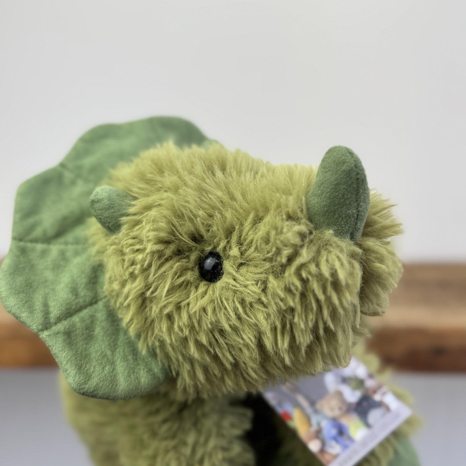 Jellycat Curvie Dino - Green Fluffy Sitting Dinosaur Plush Beanie - Medium 10"