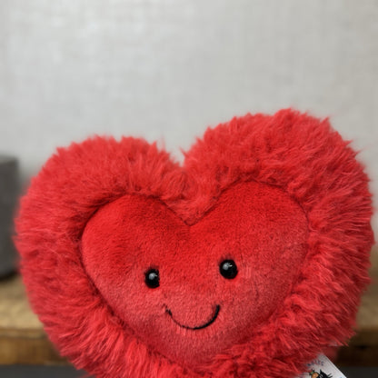 Jellycat Beatie Heart - Valentines Fluffy Red Heart Soft Toy Retired Medium 9"