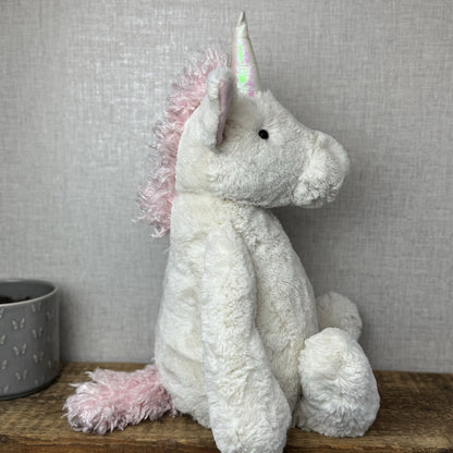 Jellycat Huge Bashful Unicorn - Huge White/Pink Retired Unicorn Soft Beanie 22"