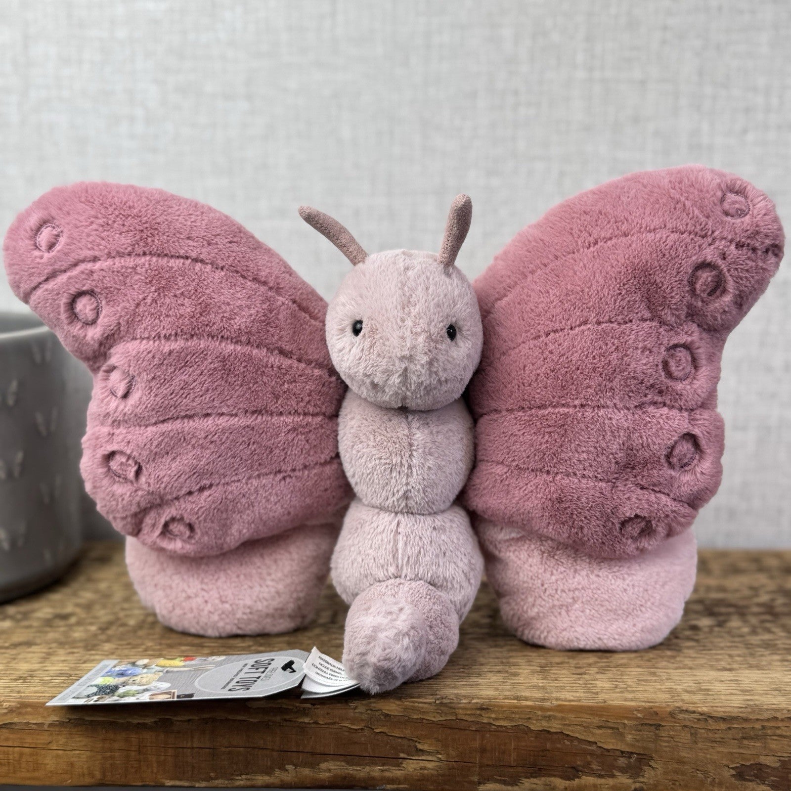 Jellycat Medium Beatrice Butterfly - Soft Pink Butterfly Beanie Display Retired