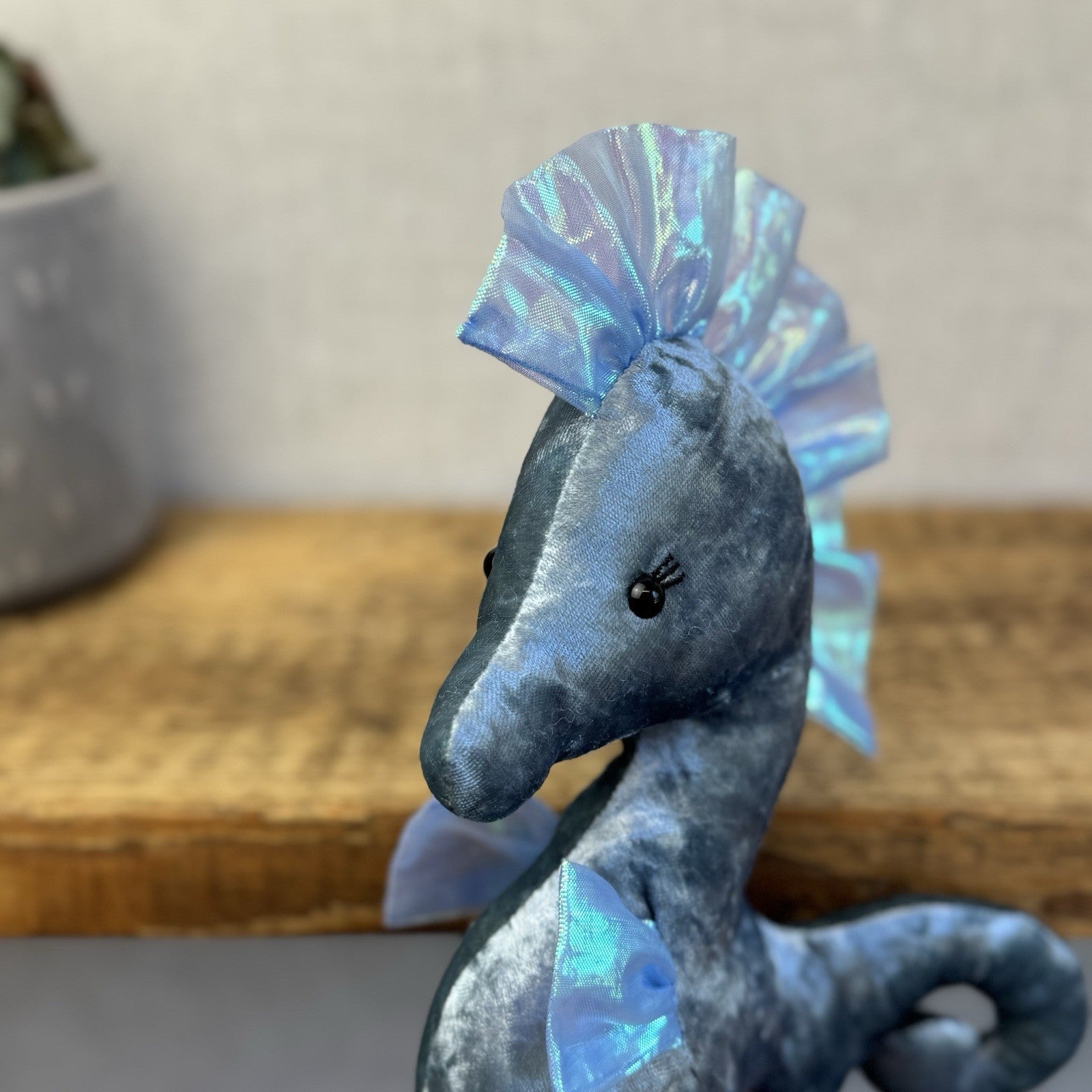 Jellycat Coral Cutie Seahorse Soft Toy - Blue Velour Sea Horse Soft Toy 8"