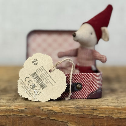 Maileg Christmas Baby Mouse In Travel Suitcase - Miniature Baby Pixie NWT