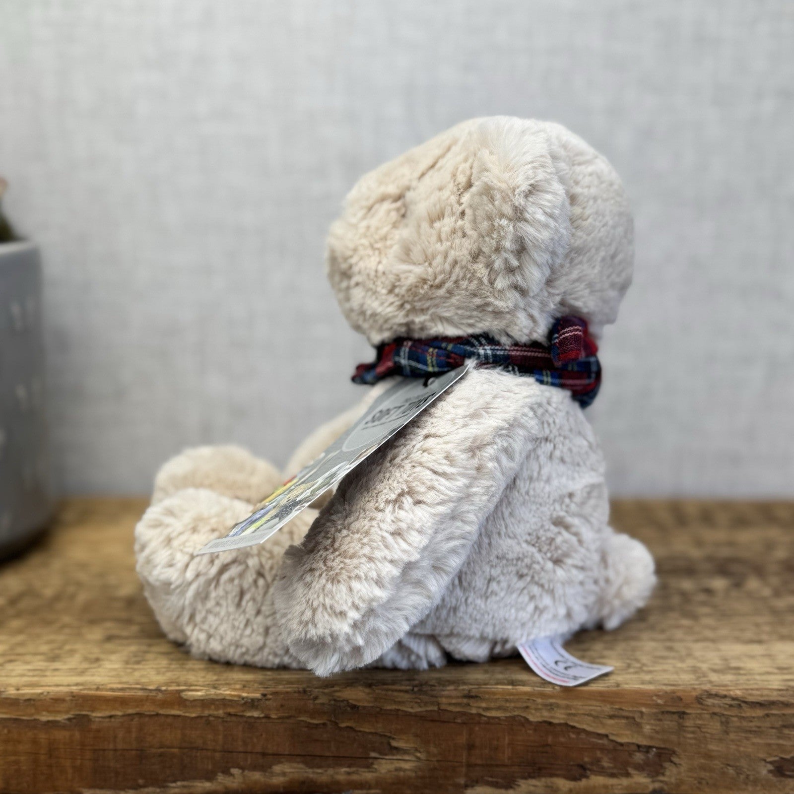 Next Teddy Bear Beanie With Scarf - Beige Bear Soft Toy New Without Tags 8"