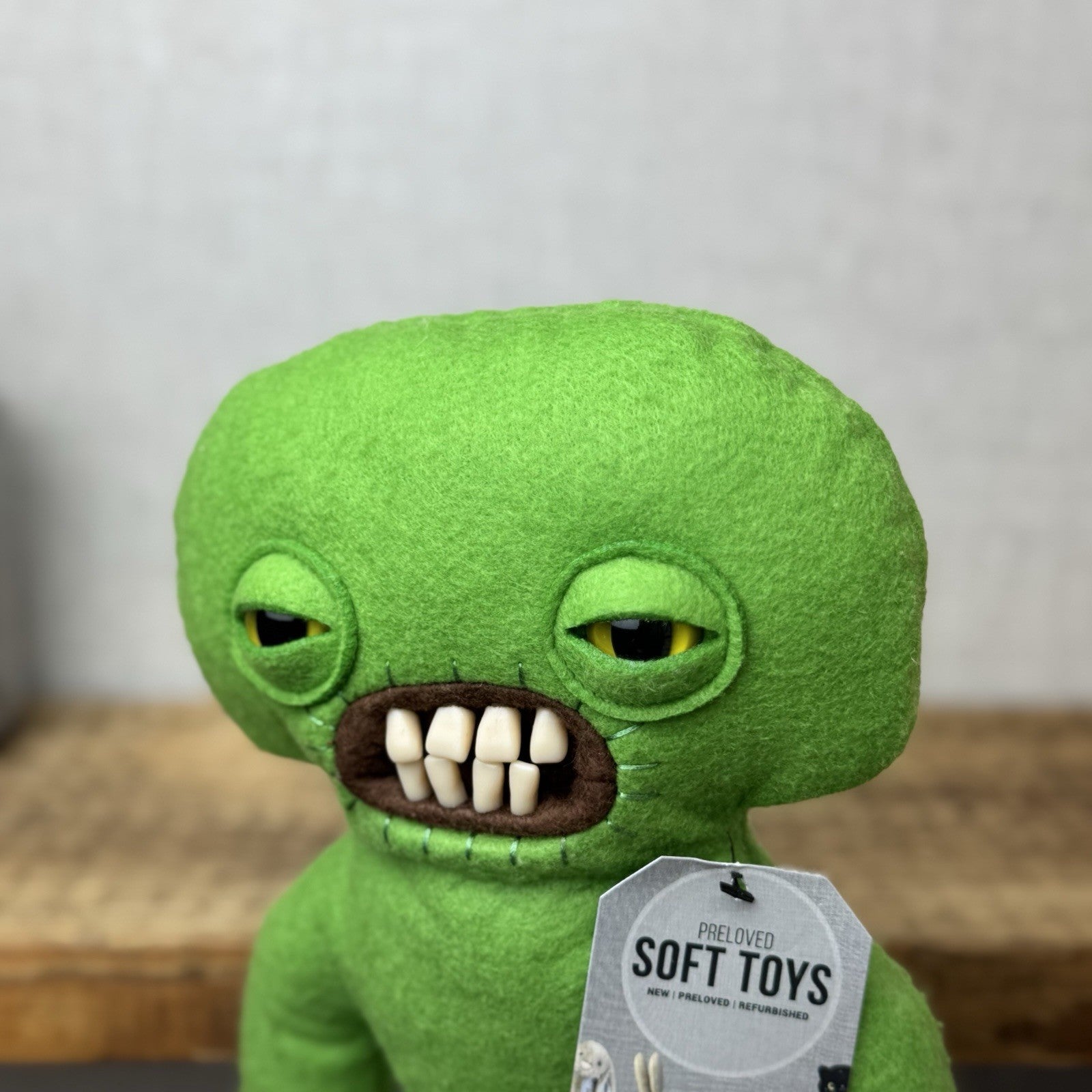 Fuggler Green Squidge Felt Funny Ugly Monster Cute Green Retired Fuggler