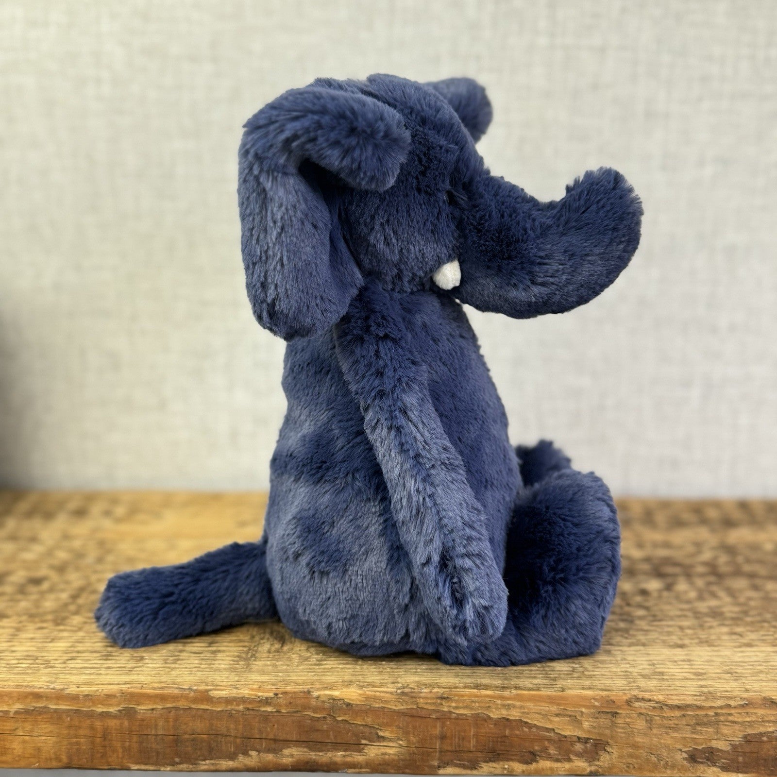 Jellycat Medium Bashful Navy Blue Elephant - Medium Blue With Tusks 12” BNWT