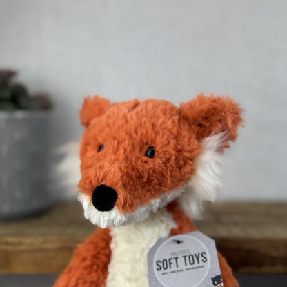 Jellycat Crumble Fox Orange Soft Plush Toy - Textured Red Fox Beanie Plush 12"