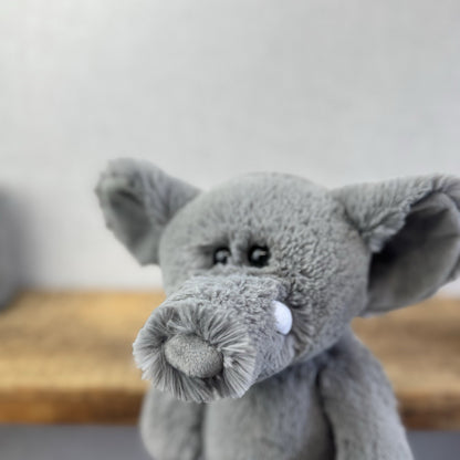 TY Ella Elephant Grey 2017 Soft Grey Plush - Medium Beanie Elephant Cute NWOT