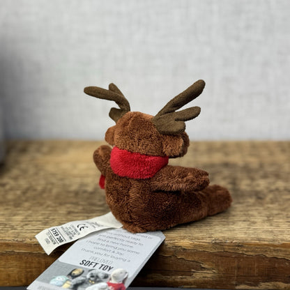 Marks & Spencers Soft Toy Stag Deer Mini Beanie Christmas Scarf Vintage 4"