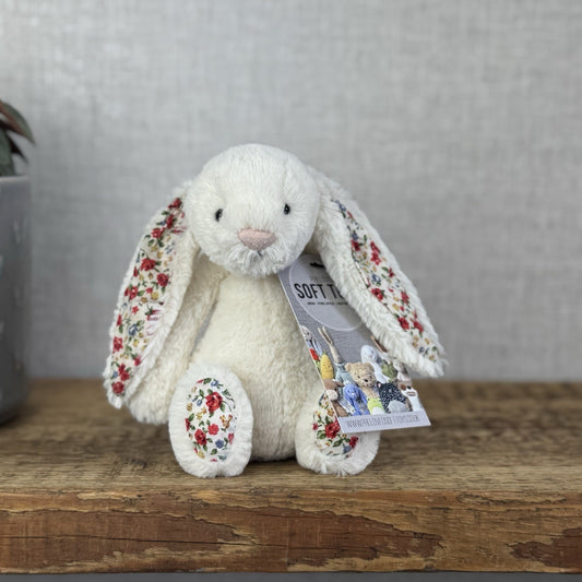 Jellycat Small Bashful Cream Blossom - Cream Bunny Floral Ears & Feet 8”