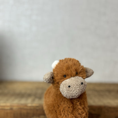 Jellycat Farm Friends Highland Cow - Miniature Highland Cow Soft Toy Beanie 5”