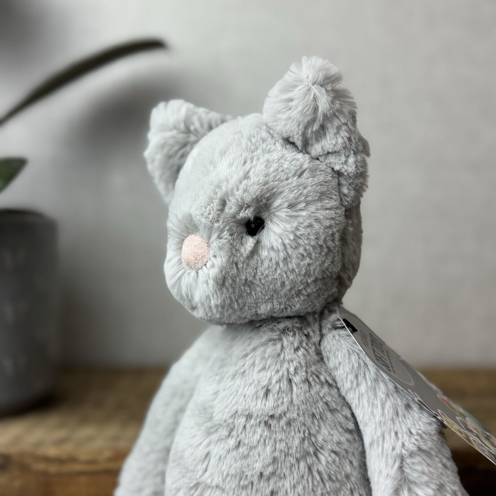 Jellycat Medium Bashful Grey Cat Kitten - All Grey Cat Beanie Plush Retired 12”