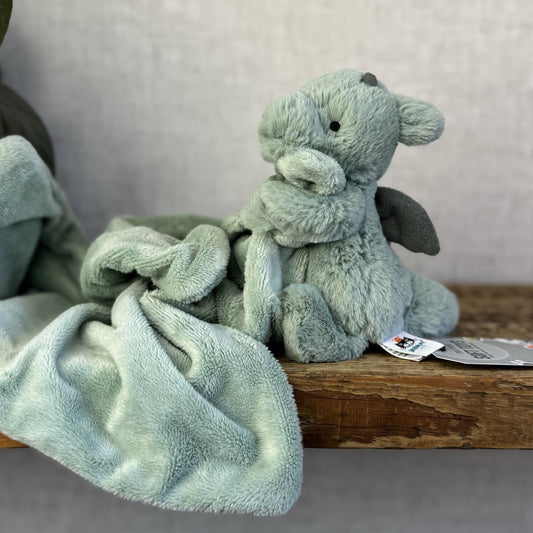 Jellycat Bashful Dragon Soother - Neutral Light Green Comforter Green Plush Toy