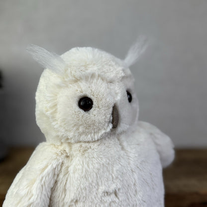 Jellycat Medium Bashful Owl - White Owl Beanie Soft Toy Retired Plush 12"