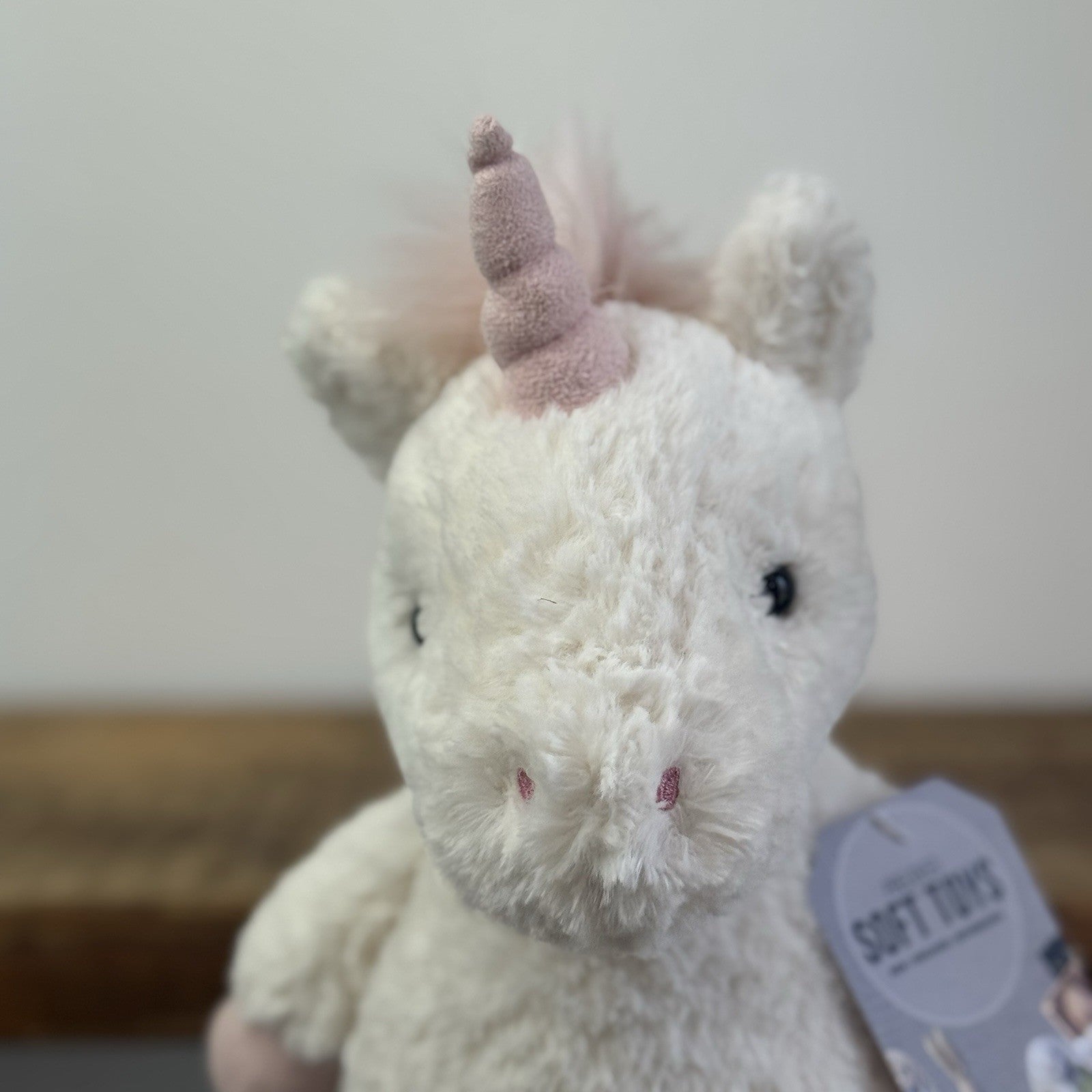 Jellycat Flossie Unicorn - White Unicorn Pink Fluffy Tail Beanie Retired 11"
