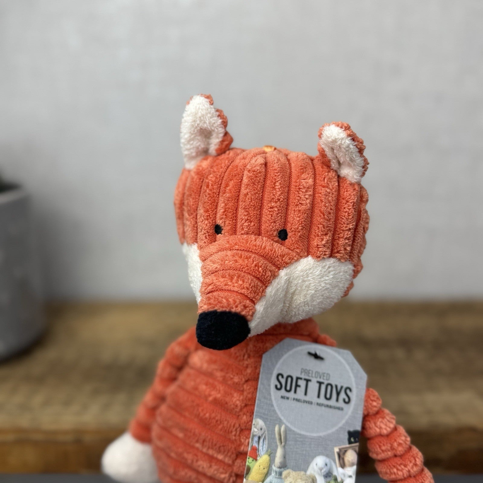 Jellycat Baby Cordy Roy Fox Soft Toy Beanie - Red Fox Corduroy Plush Beanie 12"