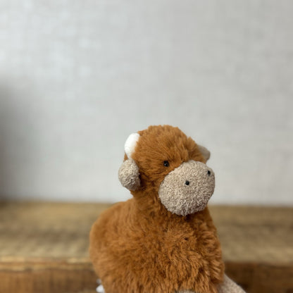Jellycat Farm Friends Highland Cow - Miniature Highland Cow Soft Toy Beanie 5”