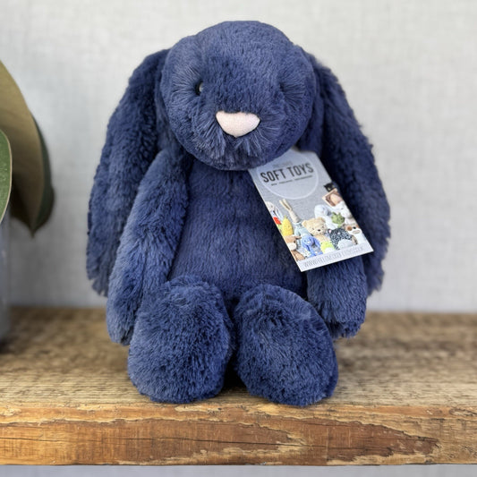 Jellycat Medium Navy Bashful Bunny - Jellycat Dark Blue Retired Rabbit 12” (#2)