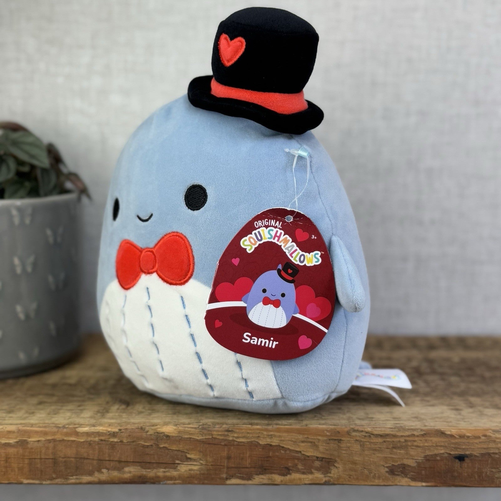 Squishmallow Samir The Whale Valentines Sea Creature Cute With Tags 7.5" 