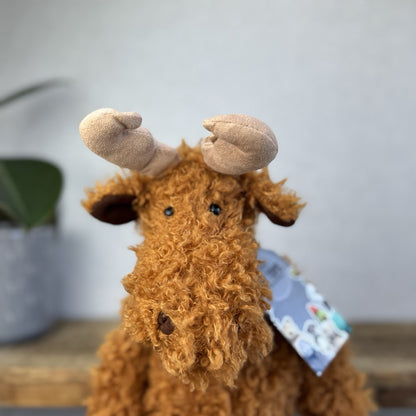 Jellycat Monty Moose - US Exclusive Curly Moose Reindeer Plush Beanie Rare 16"