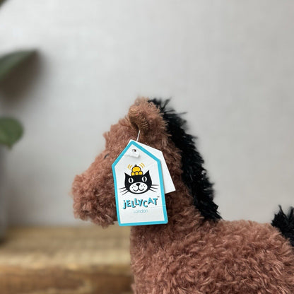 Jellycat Small Caffuffle Pony - Small Curly Hair Horse Brown Retired Rare New 7"