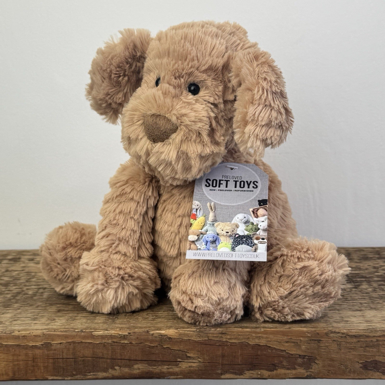 Jellycat Fuddlewuddle Puppy Medium - Light Brown Beige Dog (First Edition) 8"